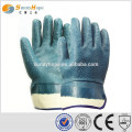 Sicherheitsmanschette blaue, sandige, handgefertigte Handschuhe